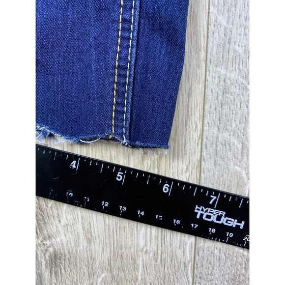 AQ American Quality Denim Women Sz 9 Dark Wash Cut Off Stretch‎ Jeans Low Rise - Picture 9 of 16
